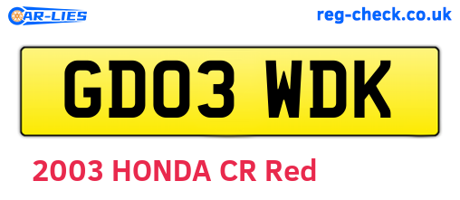 GD03WDK are the vehicle registration plates.