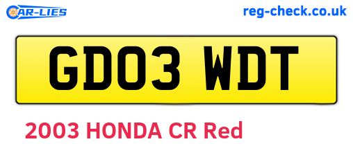 GD03WDT are the vehicle registration plates.