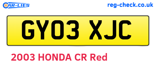 GY03XJC are the vehicle registration plates.