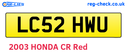 LC52HWU are the vehicle registration plates.