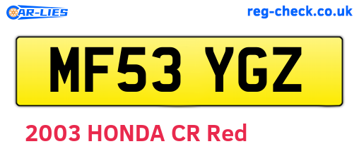 MF53YGZ are the vehicle registration plates.