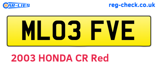 ML03FVE are the vehicle registration plates.