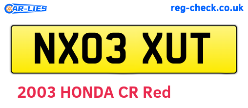NX03XUT are the vehicle registration plates.