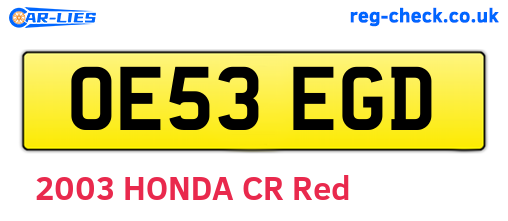 OE53EGD are the vehicle registration plates.