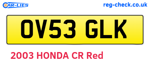OV53GLK are the vehicle registration plates.