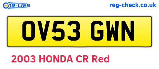 OV53GWN are the vehicle registration plates.