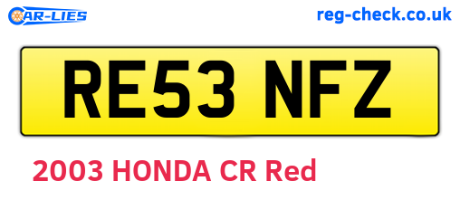 RE53NFZ are the vehicle registration plates.