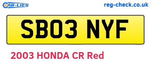 SB03NYF are the vehicle registration plates.