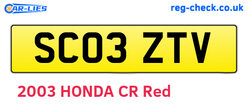 SC03ZTV are the vehicle registration plates.