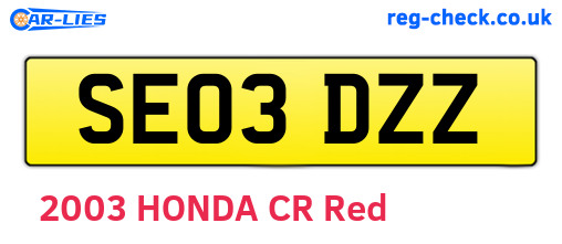 SE03DZZ are the vehicle registration plates.