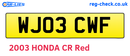 WJ03CWF are the vehicle registration plates.