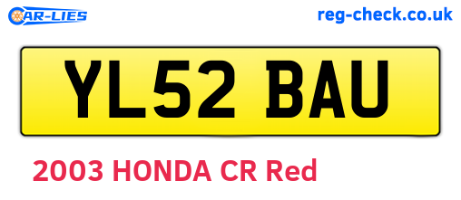 YL52BAU are the vehicle registration plates.