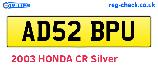 AD52BPU are the vehicle registration plates.