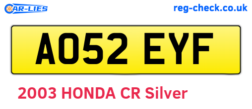 AO52EYF are the vehicle registration plates.