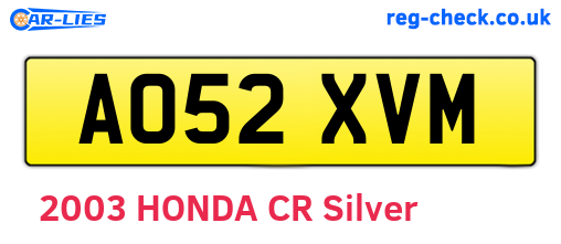 AO52XVM are the vehicle registration plates.