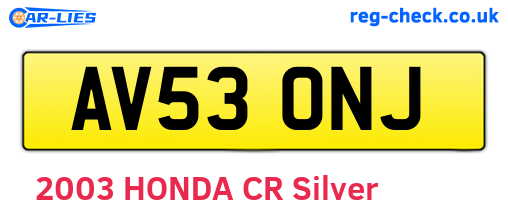 AV53ONJ are the vehicle registration plates.