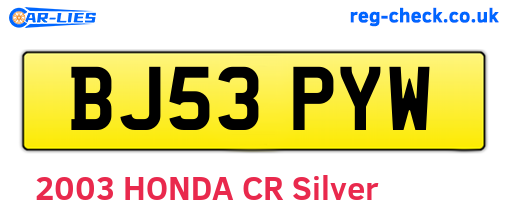 BJ53PYW are the vehicle registration plates.