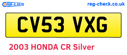 CV53VXG are the vehicle registration plates.