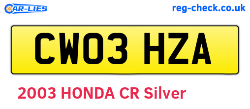 CW03HZA are the vehicle registration plates.