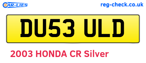 DU53ULD are the vehicle registration plates.