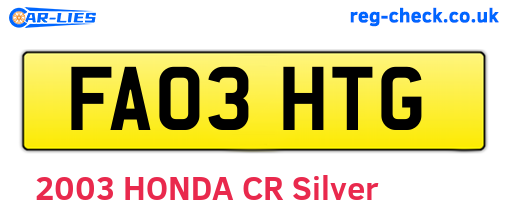 FA03HTG are the vehicle registration plates.