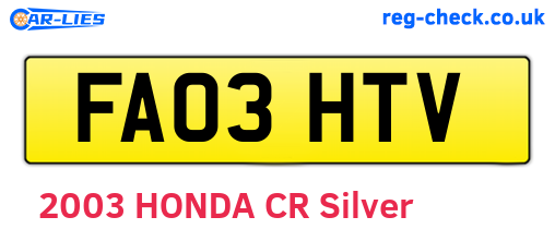 FA03HTV are the vehicle registration plates.