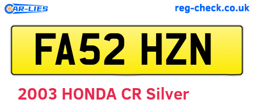 FA52HZN are the vehicle registration plates.