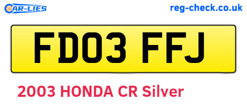 FD03FFJ are the vehicle registration plates.