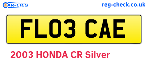 FL03CAE are the vehicle registration plates.