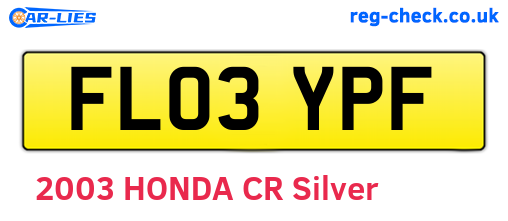 FL03YPF are the vehicle registration plates.