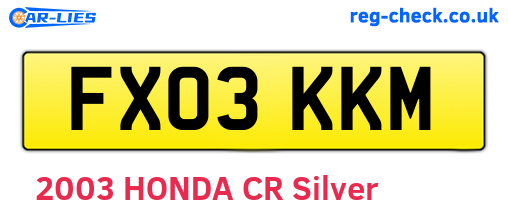 FX03KKM are the vehicle registration plates.