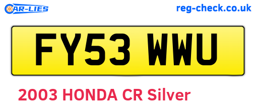 FY53WWU are the vehicle registration plates.