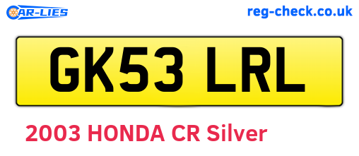 GK53LRL are the vehicle registration plates.