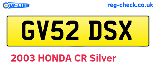 GV52DSX are the vehicle registration plates.