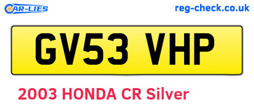 GV53VHP are the vehicle registration plates.
