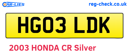 HG03LDK are the vehicle registration plates.