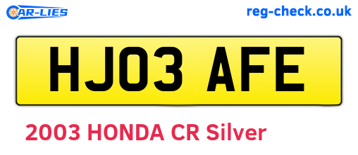 HJ03AFE are the vehicle registration plates.