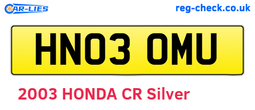 HN03OMU are the vehicle registration plates.