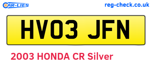 HV03JFN are the vehicle registration plates.
