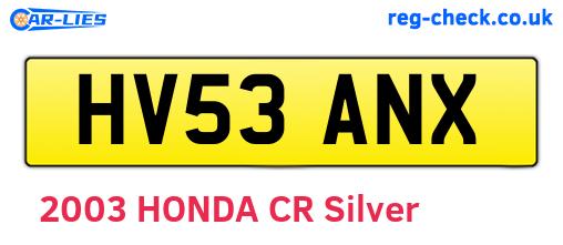 HV53ANX are the vehicle registration plates.