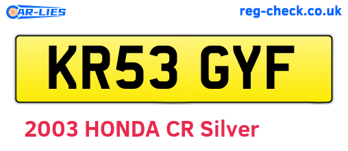 KR53GYF are the vehicle registration plates.