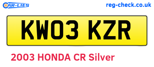 KW03KZR are the vehicle registration plates.