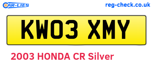 KW03XMY are the vehicle registration plates.