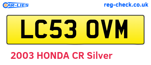 LC53OVM are the vehicle registration plates.