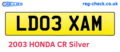 LD03XAM are the vehicle registration plates.