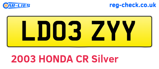 LD03ZYY are the vehicle registration plates.