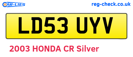 LD53UYV are the vehicle registration plates.