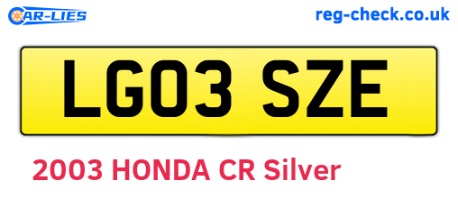 LG03SZE are the vehicle registration plates.