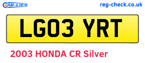 LG03YRT are the vehicle registration plates.