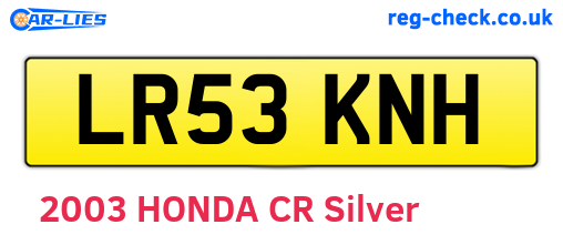 LR53KNH are the vehicle registration plates.